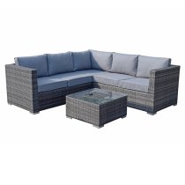 Gitel Corner Lounge Sofa Set With Ice Bucket Table In Grey