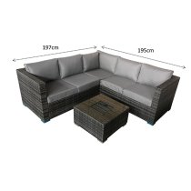 Gitel Corner Lounge Sofa Set With Ice Bucket Table In Grey