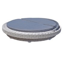 Maona Large Round Wicker Weave Daybed In Fine Grey