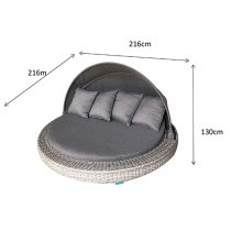 Maona Large Round Wicker Weave Daybed In Fine Grey