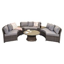 Jeren Wicker Weave Half Moon Sofa Set In Mixed Grey