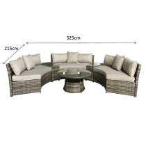 Jeren Wicker Weave Half Moon Sofa Set In Mixed Grey