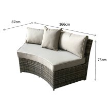 Jeren Wicker Weave Half Moon Sofa Set In Mixed Grey