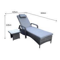 Saxen Weave Sunlounger With Drinks Table In Natural