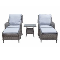 Malti Weave 5 Piece Lounge Set With Cushions In Multi Grey