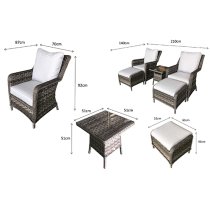 Malti Weave 5 Piece Lounge Set With Cushions In Multi Grey