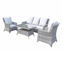 Savvy Weave 5 Seater Sofa Set With High Coffee Table In Natural