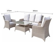 Savvy Weave 5 Seater Sofa Set With High Coffee Table In Natural