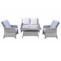 Savvy Weave 4 Seater Sofa Set With High Coffee Table In Natural