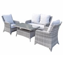 Savvy Weave 4 Seater Sofa Set With High Coffee Table In Natural