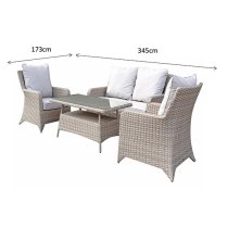 Savvy Weave 4 Seater Sofa Set With High Coffee Table In Natural