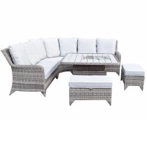 Savvy Corner Weave Lounge Dining Set With Lift Table In Grey