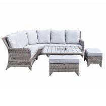 Savvy Corner Weave Lounge Dining Set With Lift Table In Grey