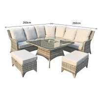 Savvy Corner Weave Dining Sofa Set With Ice Bucket In Grey