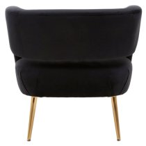 Larrisa Velvet Lounge Chair With Gold Metal Legs In Black