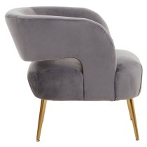 Larrisa Velvet Lounge Chair With Gold Metal Legs In Grey