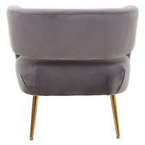 Larrisa Velvet Lounge Chair With Gold Metal Legs In Grey