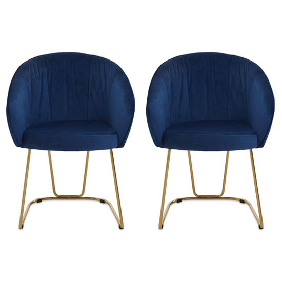 Vinita Upholstered Midnight Blue Velvet Dining Chairs In A Pair