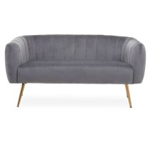 Larrisa Upholstered Velvet 2 Seater Sofa In Grey