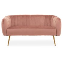 Larrisa Upholstered Velvet 2 Seater Sofa In Pink