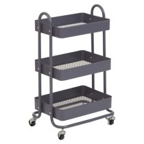 Acre Metal 3 Shelves Serving Trolley In Grey