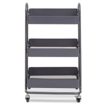 Acre Metal 3 Shelves Serving Trolley In Grey