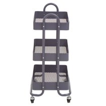 Acre Metal 3 Shelves Serving Trolley In Grey