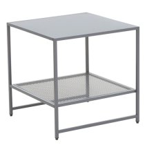 Acre Metal End Table With Open Mesh Shelf In Grey