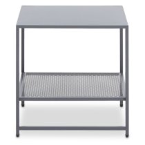 Acre Metal End Table With Open Mesh Shelf In Grey