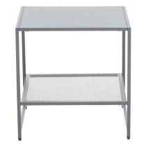 Acre Metal End Table With Open Mesh Shelf In Grey