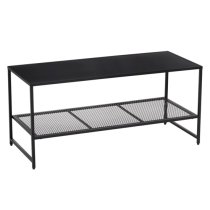 Acre Metal Coffee Table With Open Mesh Shelf In Black