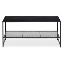 Acre Metal Coffee Table With Open Mesh Shelf In Black