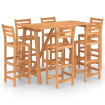 Ailsa Outdoor Wooden Bar Table With 6 Stools In Acacia