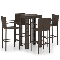 Aldis Outdoor Poly Rattan Bar Table With 4 Stools In Brown