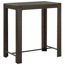 Aleka Outdoor Poly Rattan Bar Table With 4 Stools In Brown