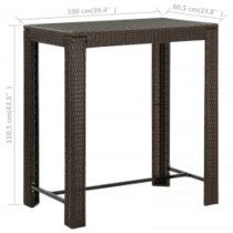 Aleka Outdoor Poly Rattan Bar Table With 4 Stools In Brown