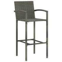 Aleka Outdoor Poly Rattan Bar Table With 4 Stools In Grey