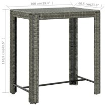 Aleka Outdoor Poly Rattan Bar Table With 4 Stools In Grey