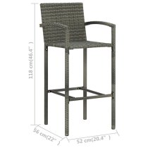 Aleka Outdoor Poly Rattan Bar Table With 4 Stools In Grey