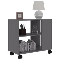 Gittel Wooden Side Table With Castors In Grey