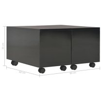 Glyn 60cm High Gloss Storage Coffee Table And Castors In Black