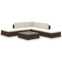 Gili Rattan 6 Piece Garden Lounge Set With Cushions In Brown