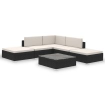 Gili Rattan 6 Piece Garden Lounge Set With Cushions In Black