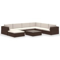 Gili Rattan 8 Piece Garden Lounge Set With Cushions In Brown