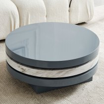 Triplo Round Rotating Coffee Table Grey Magnesia Marble Effect