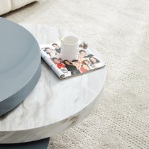 Triplo Round Rotating Coffee Table Grey Magnesia Marble Effect