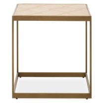 Granule Small Wooden End Table With Brass Metal Frame In Oak