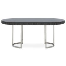 Genera High Gloss Dining Table With Silver Steel Frame In Grey