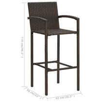 Kairi Outdoor Wooden Bar Table With 4 Brown Poly Rattan Stools