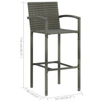 Kairi Outdoor Wooden Bar Table With 4 Grey Poly Rattan Stools